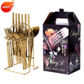 Luxury Stainless Steel Cutlery Set Wedding Travel Royal Dessert Spoon Silverware Rose Gold Black Dishwasher Safe Modern Design