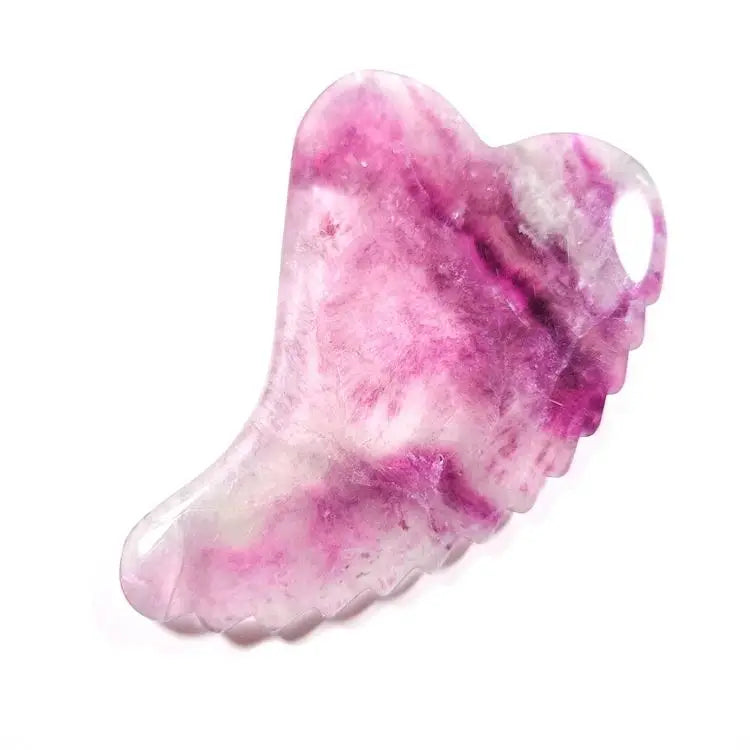 HUIYING Best selling Fluorite heart shape gua sha natural stone V shape guasha jade scraping massage tool