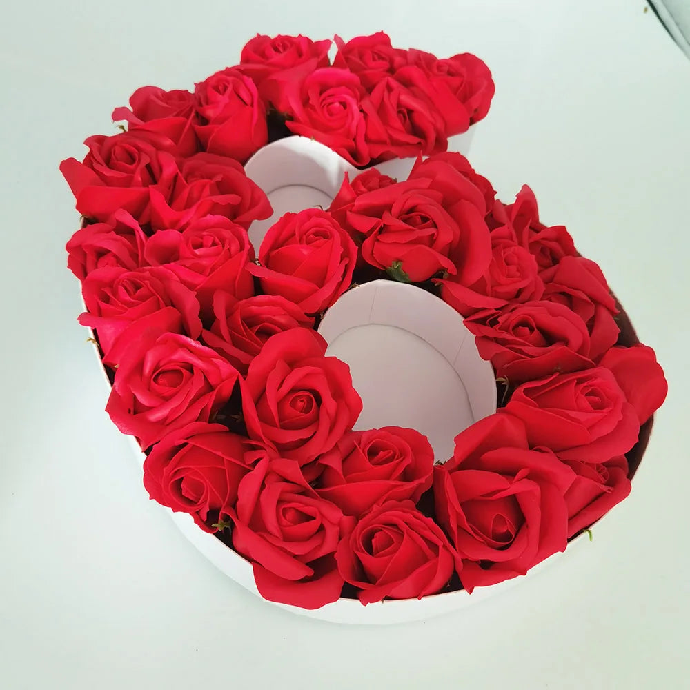 Cardboard Cut Out Alphabet Grazing Food Gift Packaging Shaped Number Box for Flower Arrangement