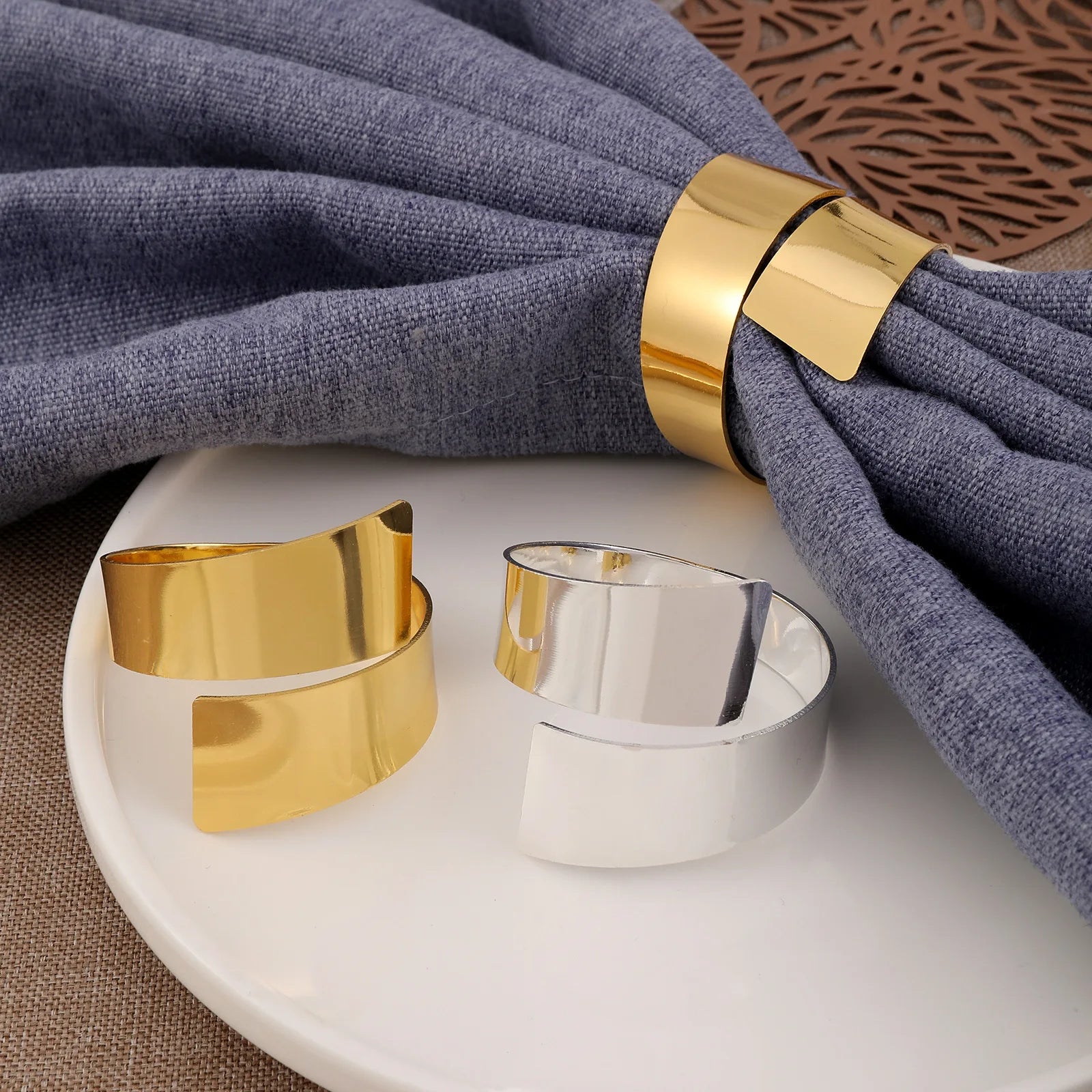Metal Gold Silver Irregular Napkin Ring Napkin Buckle Wedding Decoration Hotel Restaurant Party