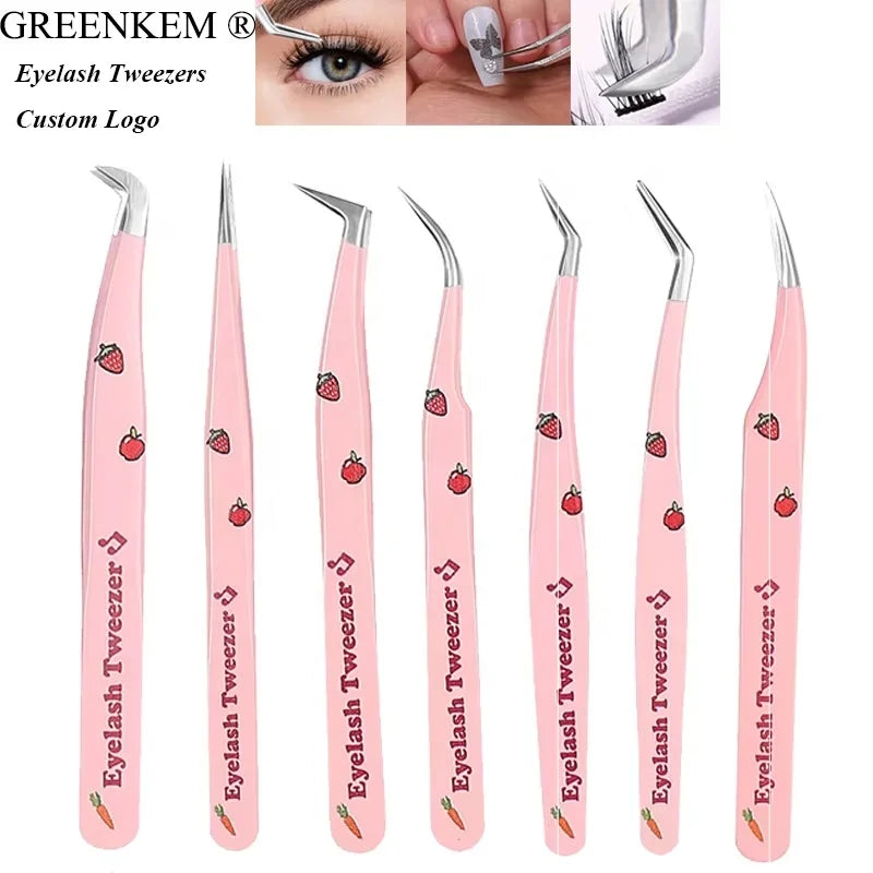 Eyelash Tweezers Ice Flower Anti-static 3D Accurate Eyebrow Grafting False Lashes Extension Makeup Metal Nail Tweezers