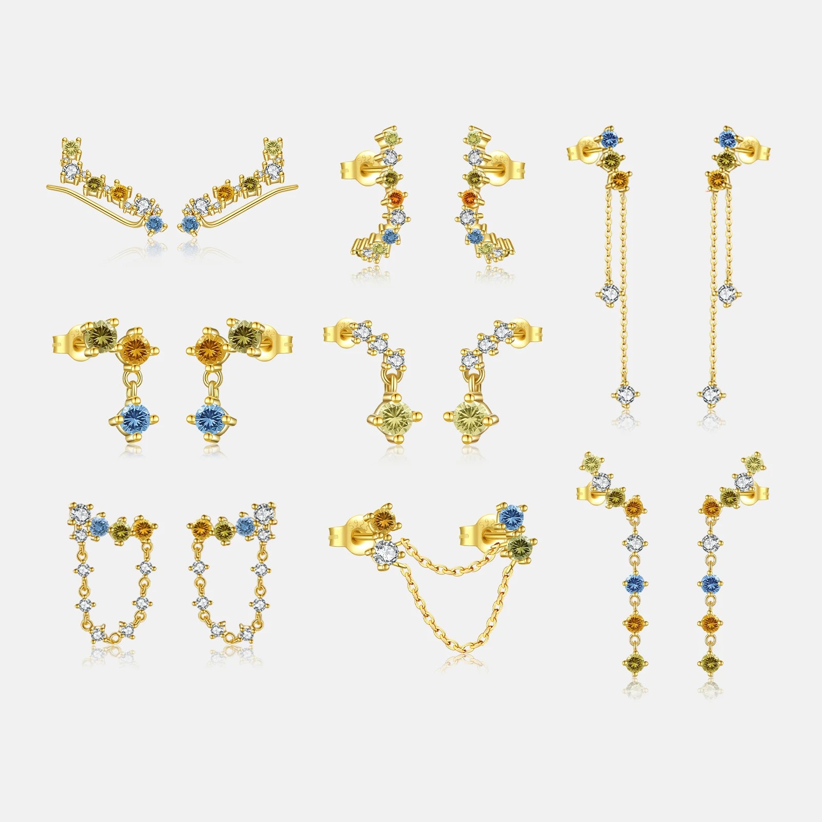 FUAMAY Fashion Jewelry Ladies 925 Silver Gold Plated Earrings Aretes De Mujer Colored Zircon Earrings