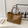 Fashion Large Capacity  Waterproof Knitting Polyester Inner PU Leather Woven Bags Women for Daily Use