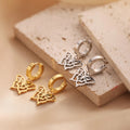Waterproof Hypoallergenic Real 18k Gold Plated Butterfly Dangle Hoop Earrings Stainless Steel Metal Butterfly Huggie Earrings