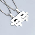 Creative Love Puzzle Necklace Her King His Queen Crown Couple Hollow Pendant Necklace Gold Black Jewelry