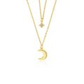 Fashion Jewelry 925 Sterling Silver Moon and Star Pendant Necklaces for Women 18K Gold Plated Two Layer China Necklace Jewelry