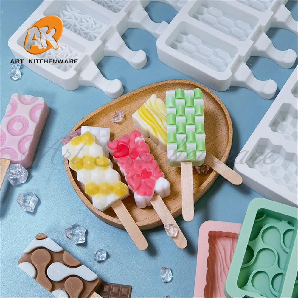 AK Custom Wave Heart 3D Silicone Ice Cream Mold Silicon Chocolate Molds for Ice Cream Cake Pops Maker XG-67-74