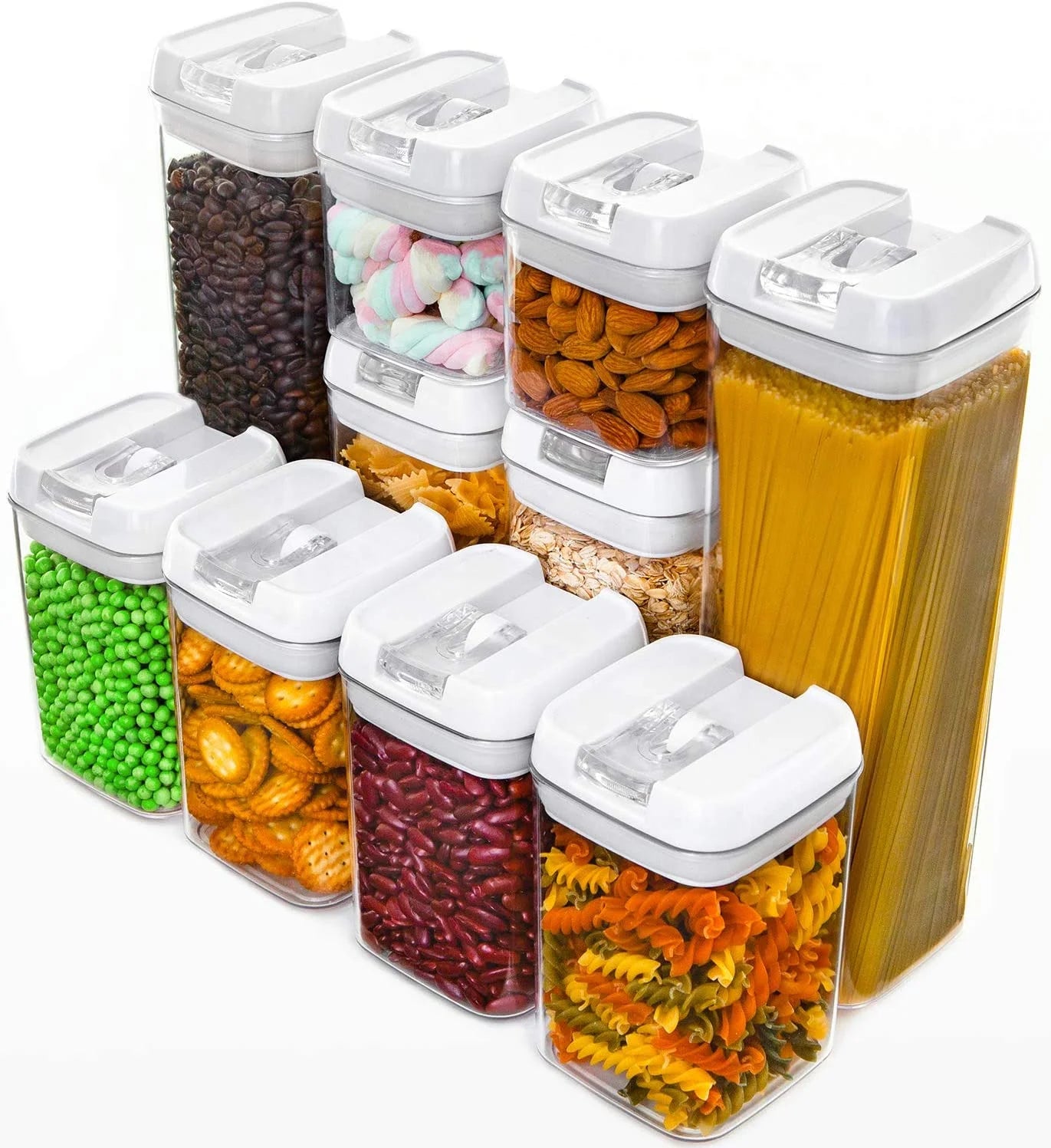 7 Pieces BPA Free Airtight Food Storage Cereal Containers Storage Boxes & Bins Clear Rectangle Customized Logo Acceptable