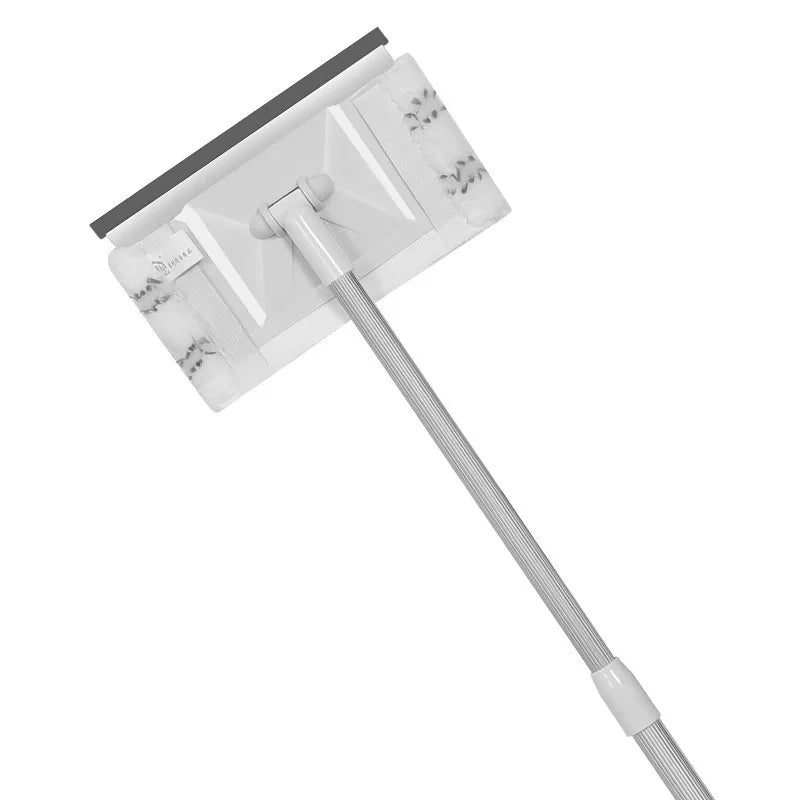 ZZHOME Microfiber Mop with Steel Pole Silicone Squeegee for Window Floor Baseboard