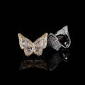 Hip Hop Cubic Zirconia Gold Plated Baguette Bling Women Fine Jewelry Butterfly Ring