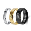 ShuoyeW 4/6/8/10MM Stainless Steel Ring Silver Black Gold Smooth Cut Edge Basic laser logo Stainless Steel ring Finger Ring 1010