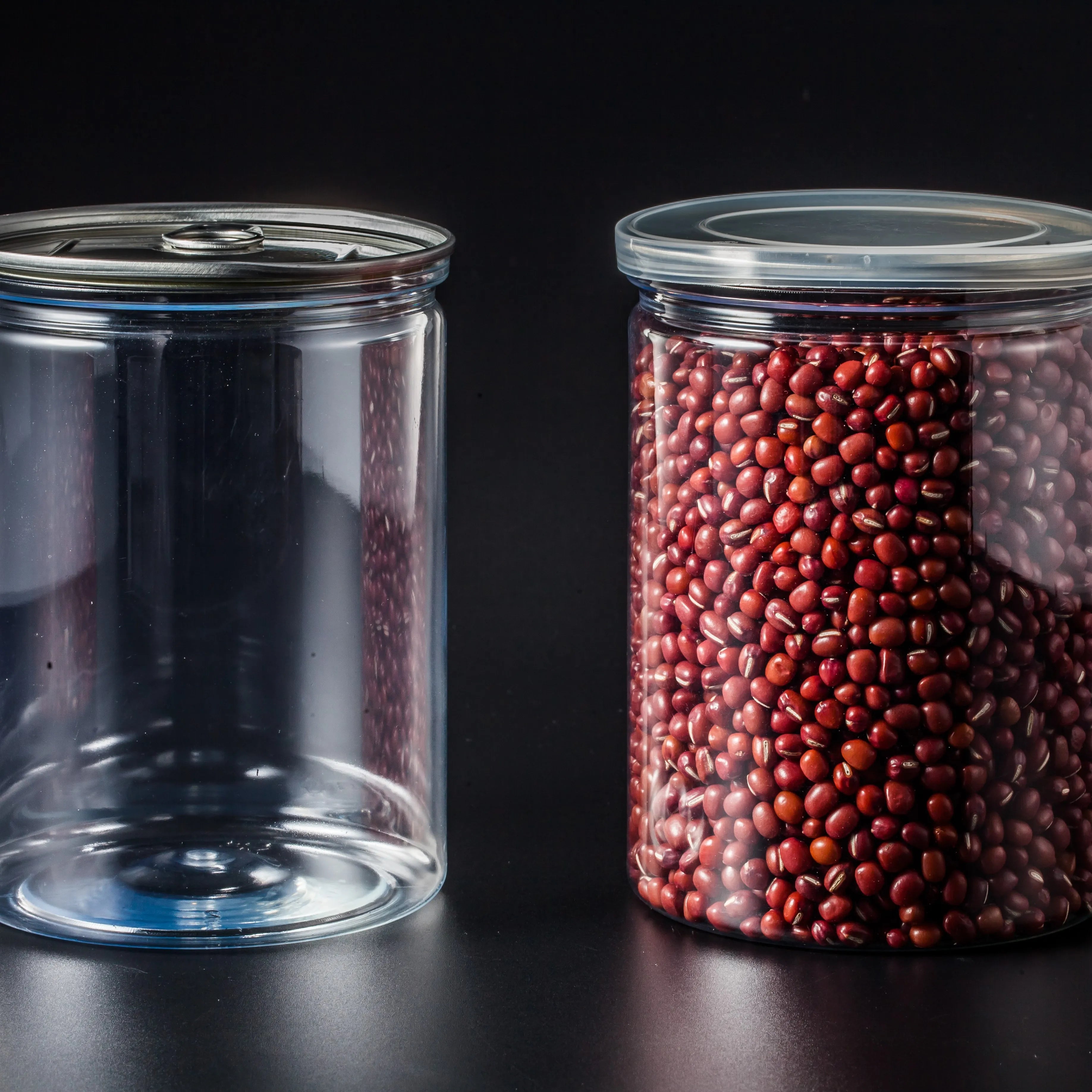 Customized Clear PET Plastic Jars with Ring Pull for Food Packaging Lollipop Snack Candy & Cookie Storage-730ml Capacity