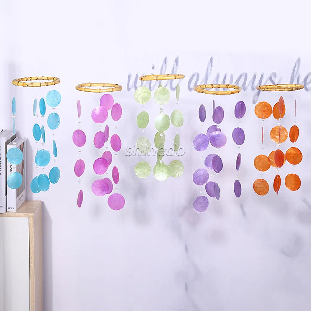 Garden Sea Home Decor Balcony Gift Outdoor Hanging Capiz Shell Handmade Wind Chime Sun Catchers