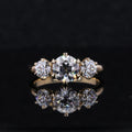 9k Solid Yellow Gold Three-Stone Antique OEC Moissanite Jewelry Starsgem Moissanite Ring
