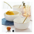 Wholesale Price Noodle Ramen Rice Fruit Food Bowls Serving Restaurant White Gold Rim Ceramic Sets Japanese Round Ceramic Bowl