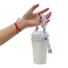 2025 New Design Reusable Cotton Thread Crochet Rose Fashionable Takeaway Cup Holder for Coffee Beverage and Milk Tea