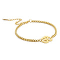 18K Gold-Plated Stainless Steel Indian Yoga Aum Charm Bracelet Unisex Trendy Religious Adjustable Bangles for Men and Women