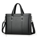 New Retro Men Solid Color Bag Faux PU Leather Briefcase Large Capacity Tote Shoulder Bag Large Casual Business Laptop Briefcase