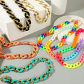 Factory Wholesale Personality Hip Hop Popular Colored Resin Gold Acrylic Chain Necklace
