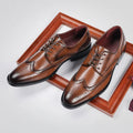 Fashion Design Men's Dress Derby Shoes Luxury Retro Platform Genuine Leather Pointed Toe Height Increasing Comfort