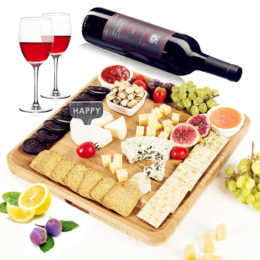 Custom Organic Eco-friendly Large Bamboo Cheese Board and Cutlery Set Cutting Board Set