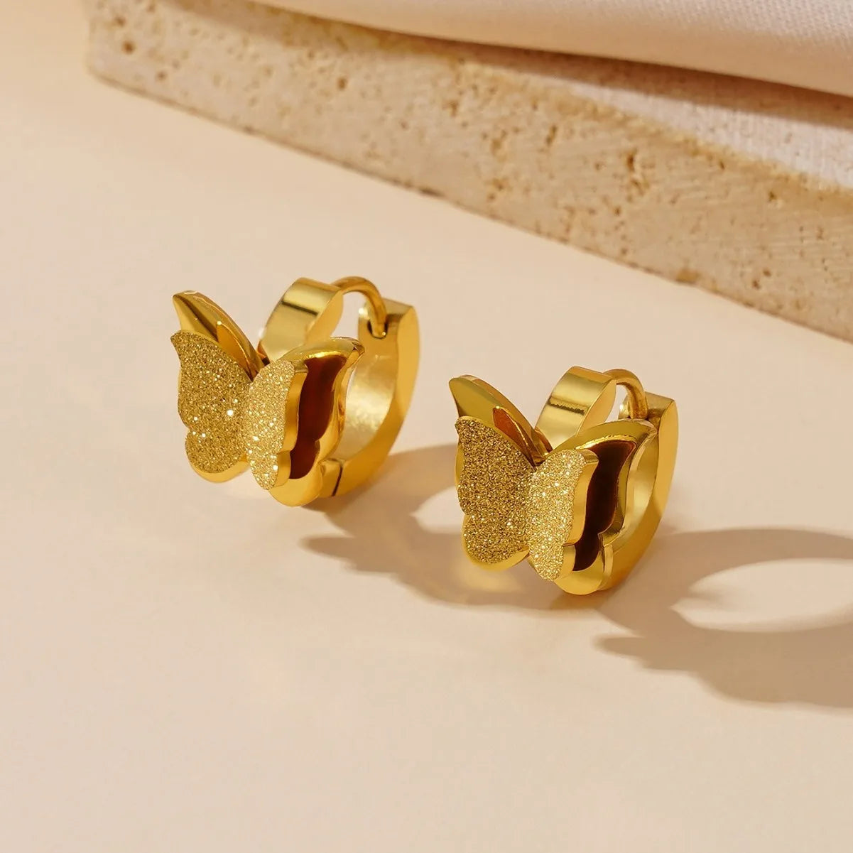 New Spring Collection Trendy Stainless Steel Butterfly Stud Earrings