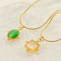 Hot Selling New Fashion Ins Jewelry Stainless Steel Agate Circle Pendant Necklace Romantic Natural Stone Chains Accessory