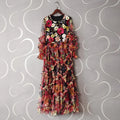 Women's Dress Spring Women's Vintage Wood Ear Edge Embroidery Long Sleeve Large Swing Round Neck Dress