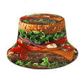 Landfond New Sunscreen Funny Panama Cap for Men Women Location Design Fisherman Hats Food Pattern Hamburger Printing Bucket Hat