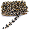 Black Crystal Rhinestone Trim Sewing Accessory Flat Back Embellishments for Clothing
