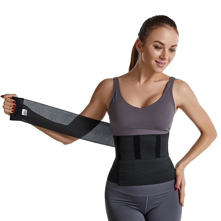 Adjustable Elastic Tummy Bandage Waist Slimming Trainer Sweat Bands Trimmers Shaper Resistance Belt Polyester/Nylon Black for