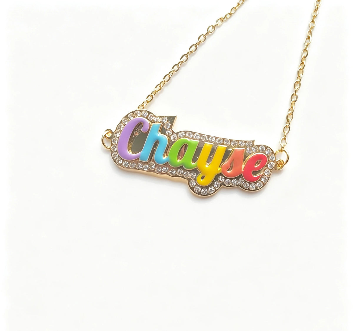 Qiuhan Stainless Steel Cute Double Rhinestones Custom Name Colorful Nameplate Men's Bracelet Gift MegaBDM
