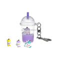 Clear Acrylic Moving Kawaii Unicorn Princess Floating Boba Fish Floating Milk Oil Purple Liquid Quicksand Keychain