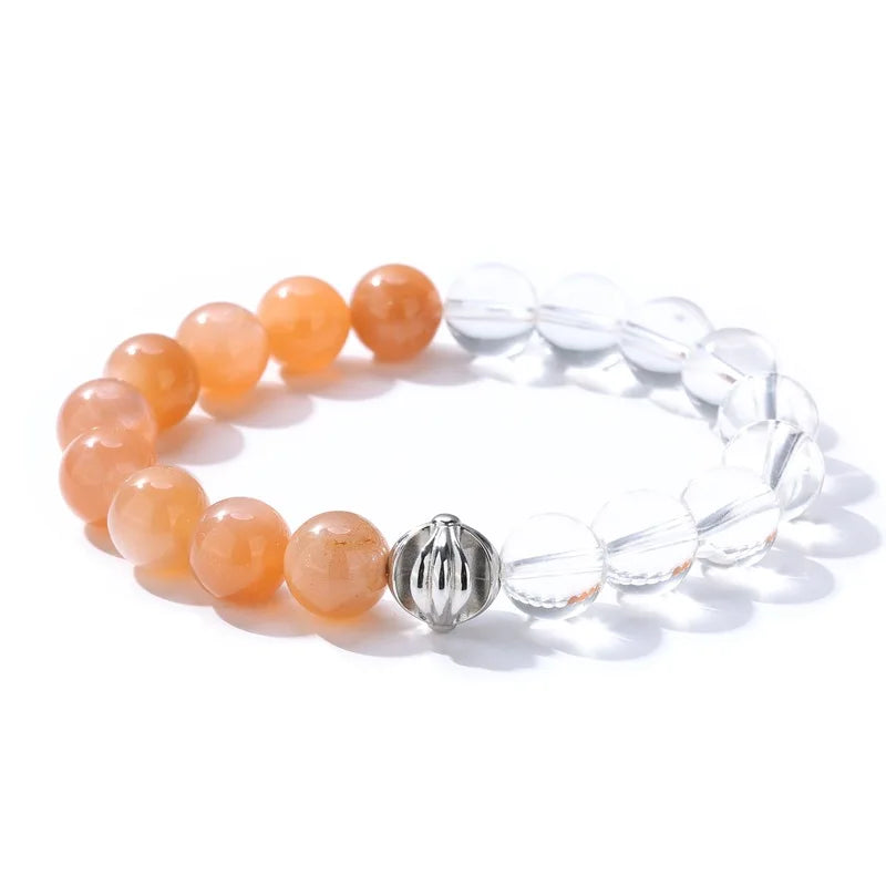 VEROMCA Gold Beaded Bracelets Women Handmade High Fashion Jewelry Orange Moonstone Crystal Bracelet