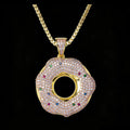 Fashion Design Brass Donut Pendant with Multi-Color CZ Stones for Hip Hop Statement
