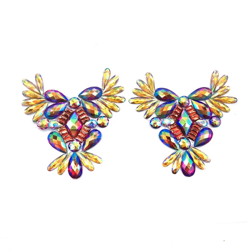 Stock Sew-On Iridescent Resin Acrylic Rhinestone Appliques Loose Rhinestones for Caribbean Carnival Costume Designs Accessories