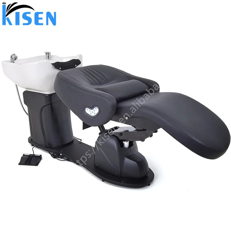 KIsen Beauty Salon Electric Lifting Head Spa Thai Massage Nursing Washing Shampoo Chair With Heating Headrest for Barbershop