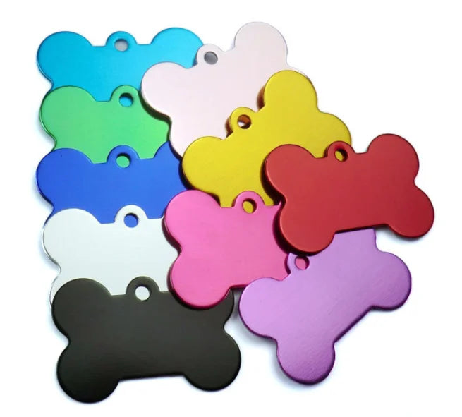 38mm Aluminum Metal Pet Id Tags Pet Name Tag Bone Heart Shape Pet Tag