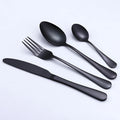 4pcs Eco-Friendly Luxury Metal Black Tableware Spoons Travel Vintage Gold Cutlery Stainless Steel Flatware Set
