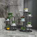Wholesale Wrought Iron 3-Tier Display Rack Indoor/Outdoor Black Corner Vase Stand for Garden Metal Plant Pot Flower Rack Home
