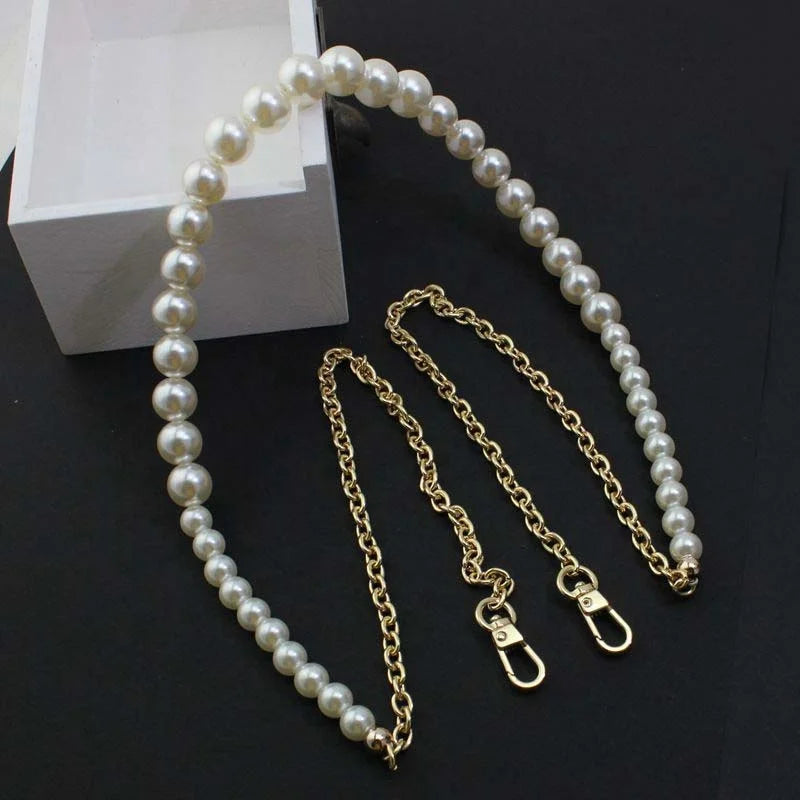 Nolvo World 120cm Acrylic Gold/Silver Strong Safety Small Big Decoration Pearls Metal Chain Purse Strap Fashion Handbag Clasps