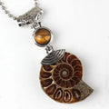 HZ Natural Crystals Ammonite Pendant Conch Shell Tiger-eye Pendant for Crystal Necklace Jewelry Folk Crafts