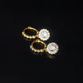 Fashion Fine Jewelry 925 Sterling Silver Sparkling Full Diamond Round Drop Pendant Gold Plated Hoop Earrings for Women
