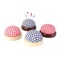 Wooden Base Round Shape Fabric Sewing Pin Cushion with Convenient Durable Design DIY Embroidery Accessories Polyester