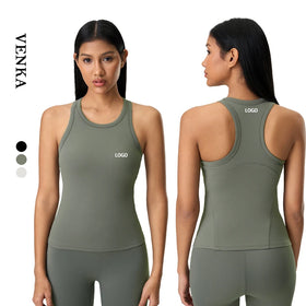 New Arrival Women Soft Breathable Clothing Sports Vest With Breast Pads Sleeveless Women's Elastic Fitness Workout Yoga Tank Top