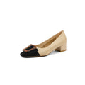In Stock 2023 New Thick Block Square Heel Black Ladies Pumps PU Comfortable Pump for Girls Women