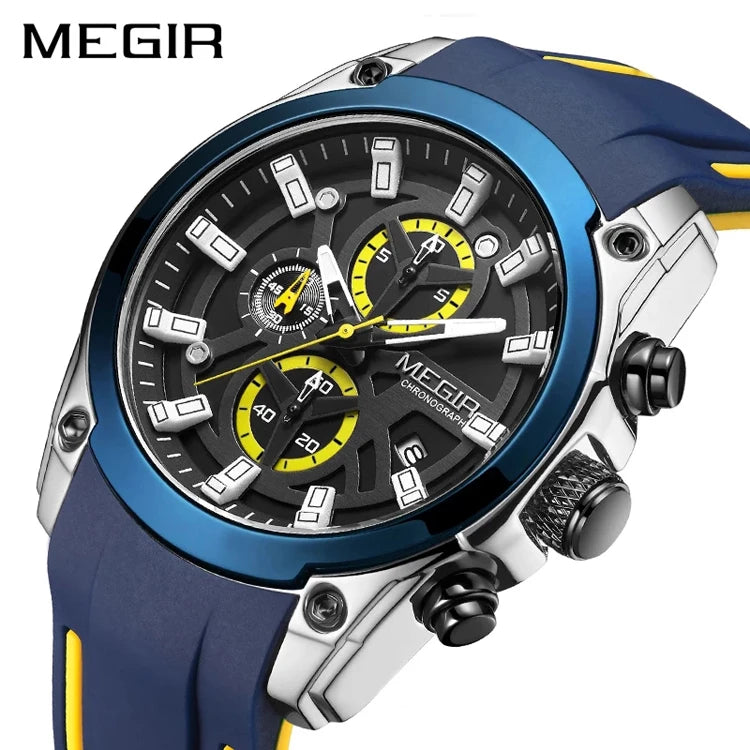 MEGIR 2144 New Fashion Premium Watch Men Silicone Strap Band Live Waterproof Quartz Watch Cheap Casual Sports Wristwatch