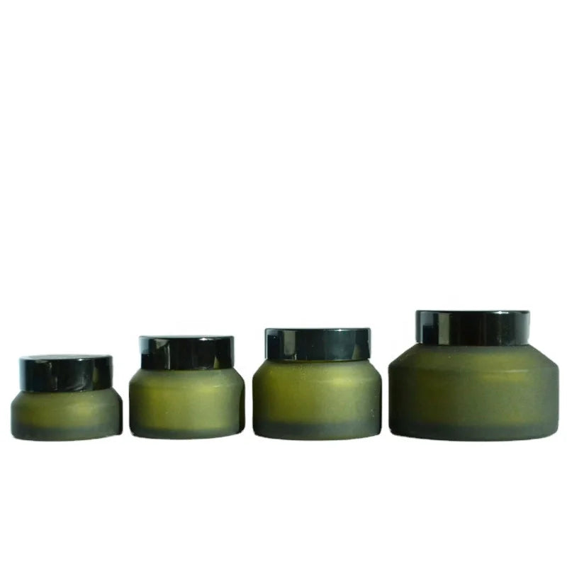 5g~100g Green Frosted Skin Care Cream Jars Golden Screw Cap Glass Containers YIXIN Brand Empty Manufacturer Wholesale