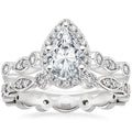OAHLAN Heart Shaped 14K Gold Plated Zircon Stone 925 Sterling Silver Bridal Sets Rings for Women