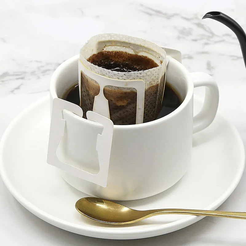 50Pcs Paper Ear Style Hanging Cup Coffee Filter Bag Food Grade Filter Bag for Coffee Portable Drip Coffee Bag